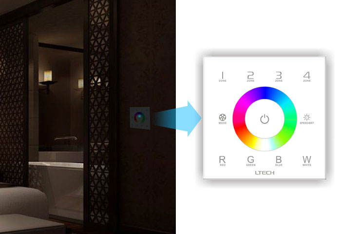 AC100~240V 4 zones Touch Panel Controller DX4 For single color/CCT/RGB/RGBW LED strip light AC100~240V 4 zones Touch Panel Controller DX4 For single color/CCT/RGB/RGBW LED strip light